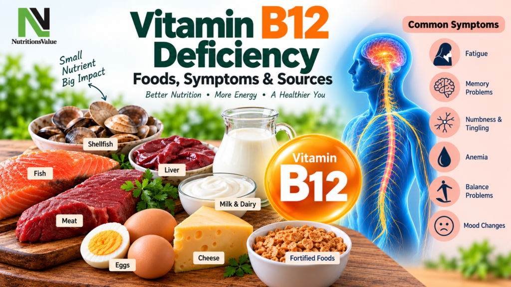 Vitamin B12 deficiency foods, symptoms and dietary sources
